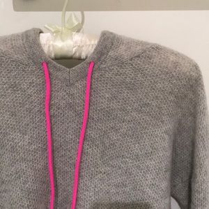 Gray cashmere hooded sweatshirt
